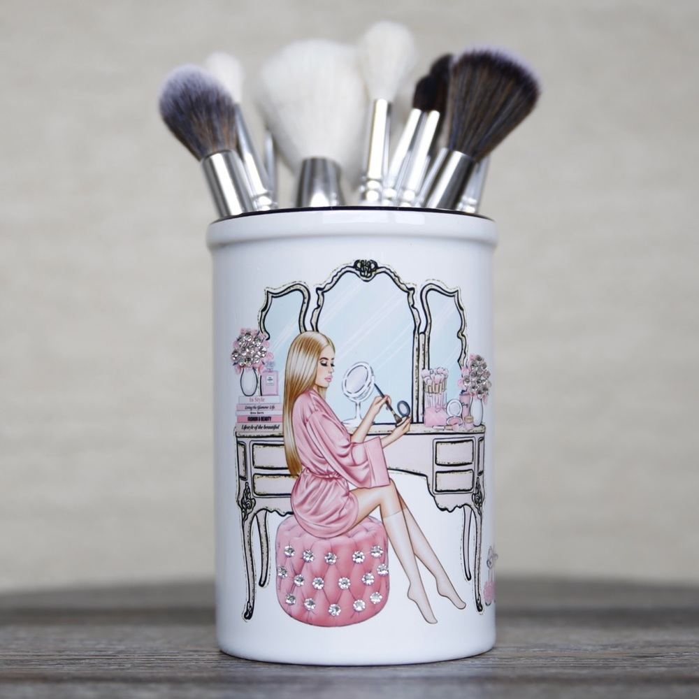 Makeup Brush Holder Accented with Genuine Swarovski Crystals